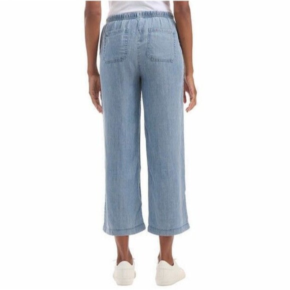 NWT Splendid Wide Leg Crop Pants Blue Chambray - Picture 3 of 3